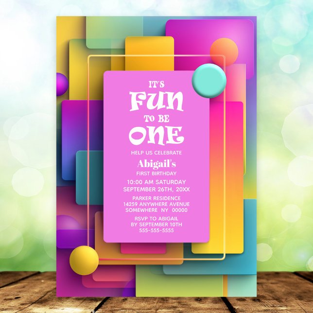 Invitación Diversión para ser un pastel colorido cumpleaños 1 (Subido por el creador)