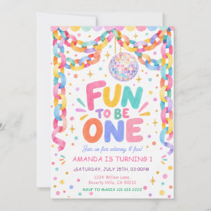 Invitación Diversión para ser una bola de discoteca colorida 