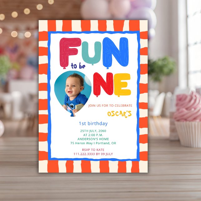 Invitación Diversión para ser una primera fiesta de cumpleaño (Subido por el creador)