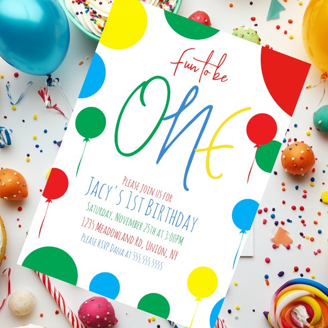 Invitación Diversión para ser uno Cumpleaños primero Puntos G (Subido por el creador)
