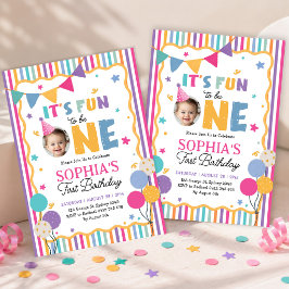 Invitación Diversión para ser uno: Foto de cumpleaños número