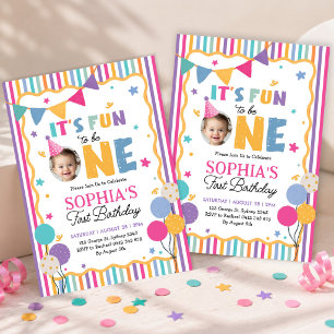 Invitación Diversión para ser uno: Foto de cumpleaños número
