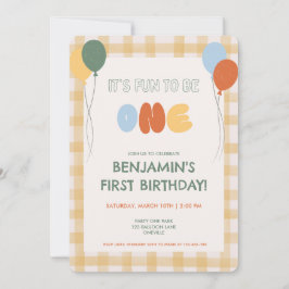 Invitación Diversión para ser uno Plaid acuarela primer cumpl