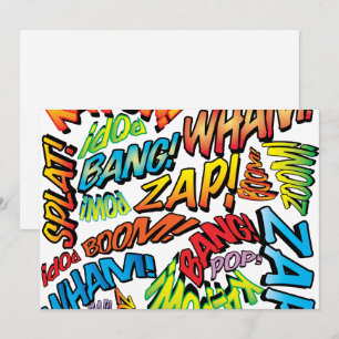 Invitación Diversión Retro Arte Pop de Libros de Cómic Sonido