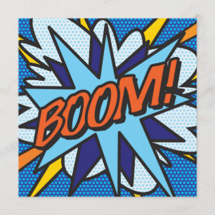Invitación Diversión Retro BOOM de Cómic