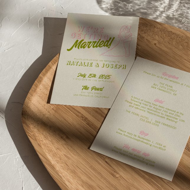 Invitación Diversión Retro Colorida A Mano Todo En Un Boda (Subido por el creador)