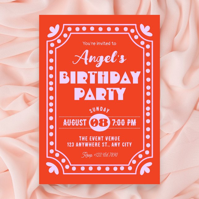 Invitación Diversión retro cumpleaños  (Subido por el creador)