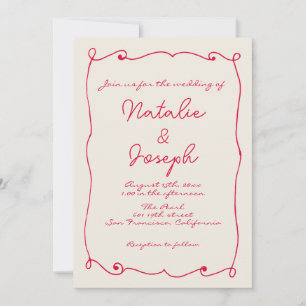 Invitación Diversión Retro Escrita A Mano Con Código QR Con B