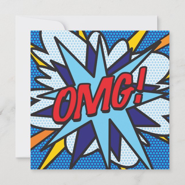 Invitación Diversión Retro Libro de Cómics OMG (Anverso)