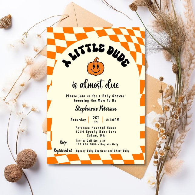Invitación Diversión Retro Ondulada Cuadrada Un Poco Dude Bab (Subido por el creador)