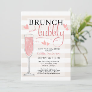 Invitación Diversión Rosa Brunch y Bubbly Despedida de Solter