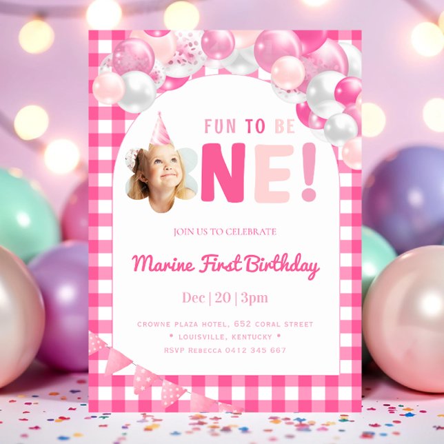 Invitación Diversión Rosa para Ser Una Foto de Cumpleaños de  (Subido por el creador)