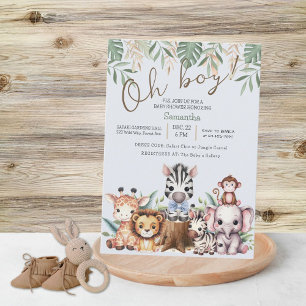 Invitación Diversión Safari Jungle Oh Boy Baby Shower