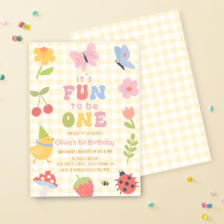 Invitación Diversión ser una niña colorida cumpleaños 1