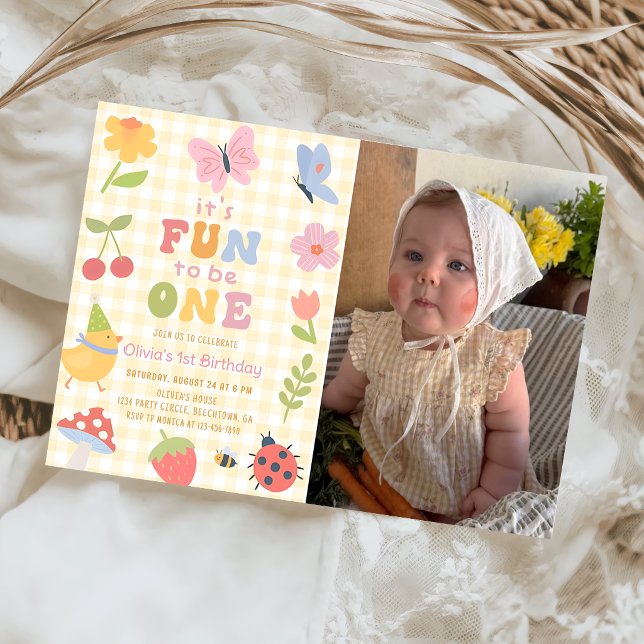 Invitación Diversión ser una niña colorida Cumpleaños 1 Foto (Subido por el creador)