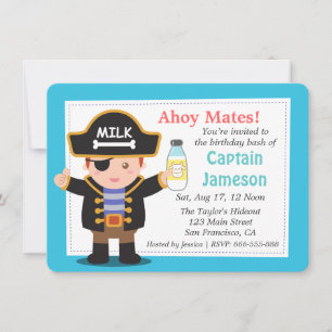 Invitación Diversión Tema Cumpleaños Niño Capitán Pirata