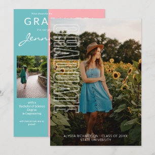 Invitación Diversión Tres tipografías fotográficas Graduado I