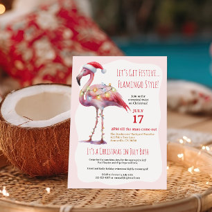 Invitación Diversión Tropical Flamenco Navidad en Fiesta de J
