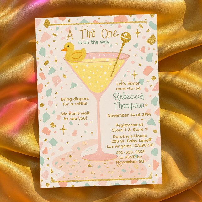 Invitación Diversión Un Tini Un Martini Glass Baby Shower (Fun A Tini One Martini Glass Baby Shower Invitation
)