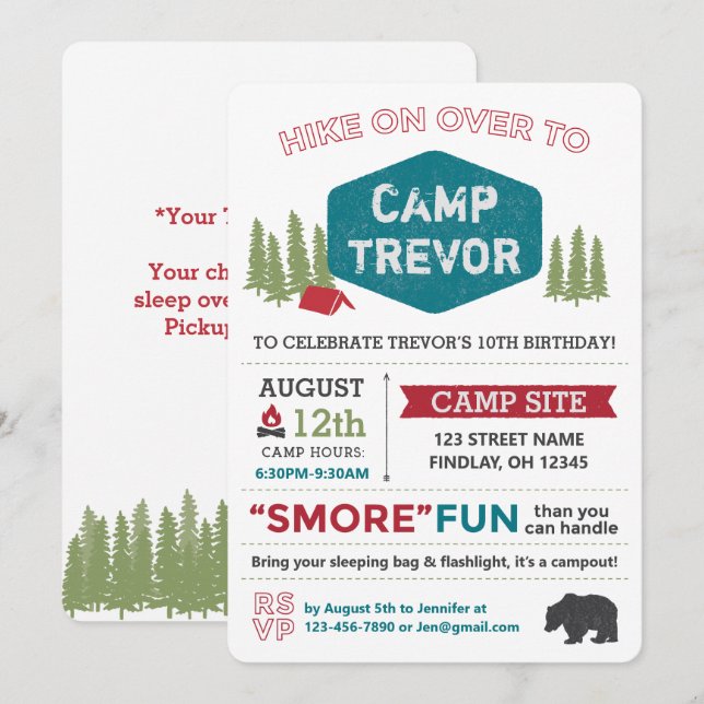 Invitación Diversión Única Personalizada Nombre de Campo Fies (Anverso / Reverso)