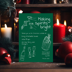 Invitación Diversión y mano moderna dibujó Fiesta de navidad 