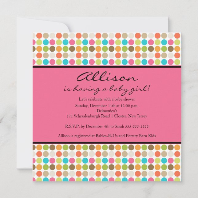 Invitación DIVERSIONES PINK Baby Shower (Anverso)