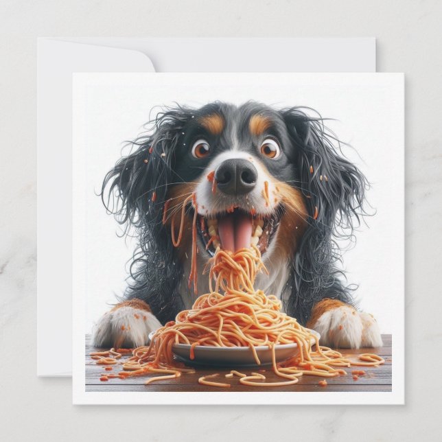 Invitación divertida a cenar perro, cumpleaños de  (Anverso)