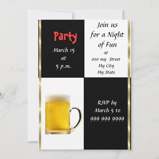 Invitación divertida a fiesta de cerveza (Anverso)