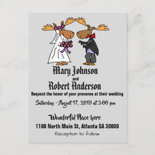 Invitación divertida a la boda de Moose Bride y Gr