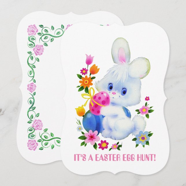 Invitación divertida a la caza de huevos de Pascua (Anverso / Reverso)
