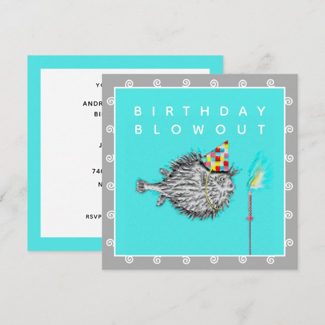 Invitación divertida a la fiesta de cumpleaños (Anverso / Reverso)