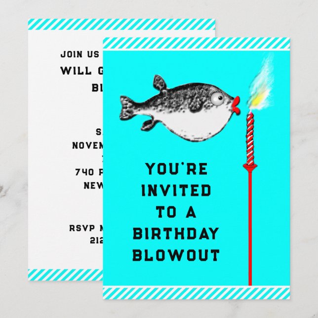 Invitación divertida a la fiesta de cumpleaños (Anverso / Reverso)