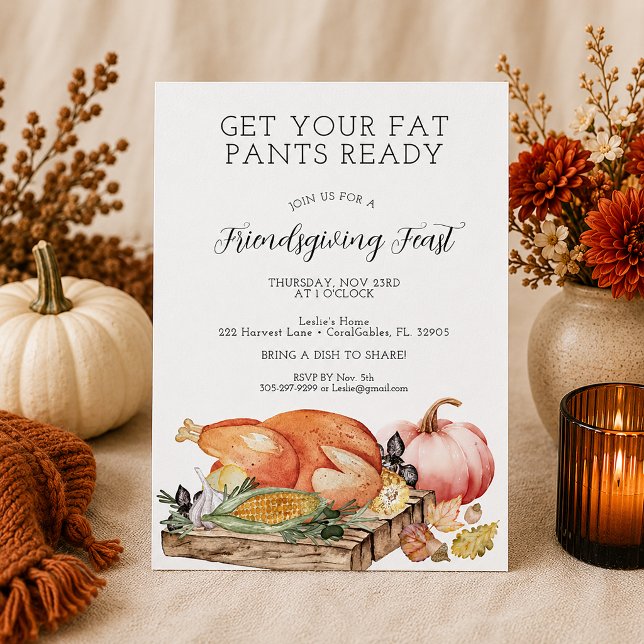 Invitación divertida a la fiesta de Friendsgiving (Thanksgiving Feast Invitation)