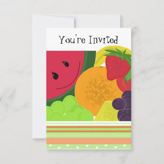 Invitación divertida a la fiesta de frutas (Anverso)