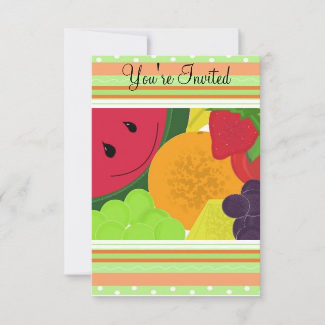 Invitación divertida a la fiesta de frutas (Anverso)