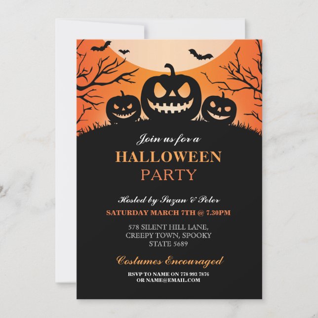 Invitación divertida a la fiesta de Halloween (Anverso)
