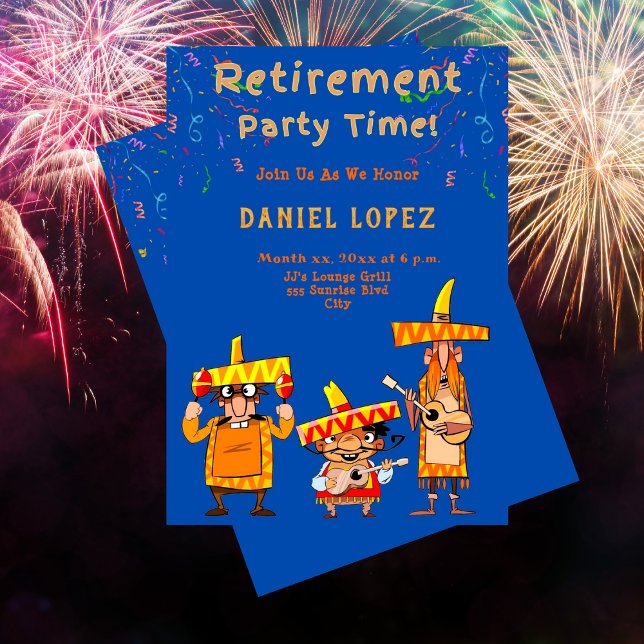 Invitación divertida a la fiesta de jubilación (Funny Retirement Party Invitation Fiesta)