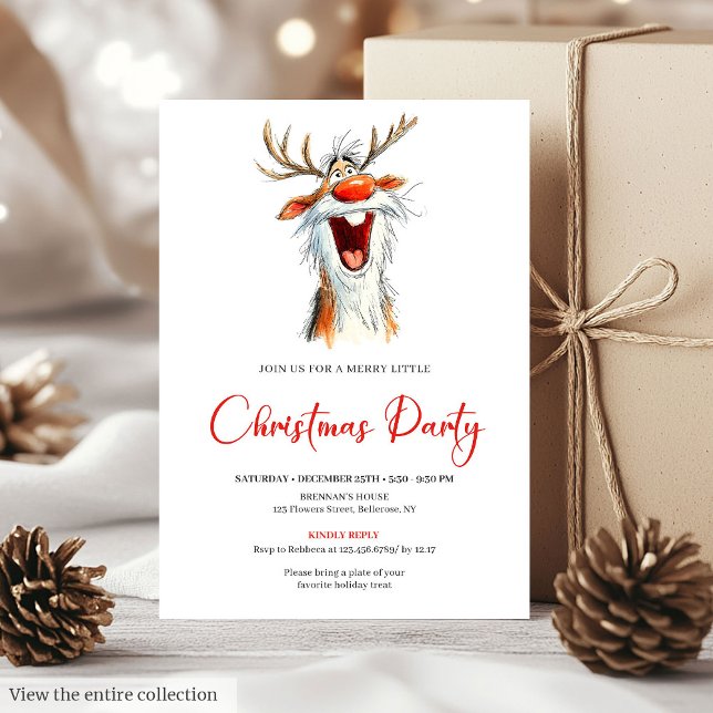 Invitación divertida a la fiesta de Navidad con có (Funny Santa Cocktail Christmas Party Invitation Template

)