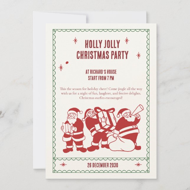 Invitación divertida a la fiesta de Navidad de San (Anverso)