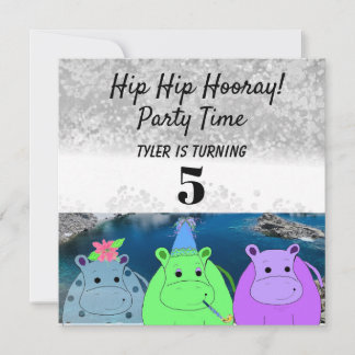 Invitación divertida a la fiesta del hipopótamo