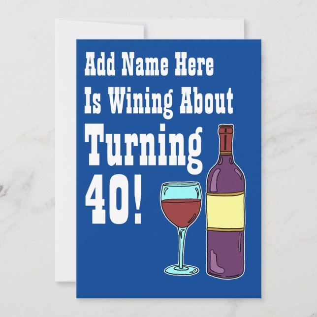 Invitación divertida a los 40 cumpleaños de Wine (Anverso)
