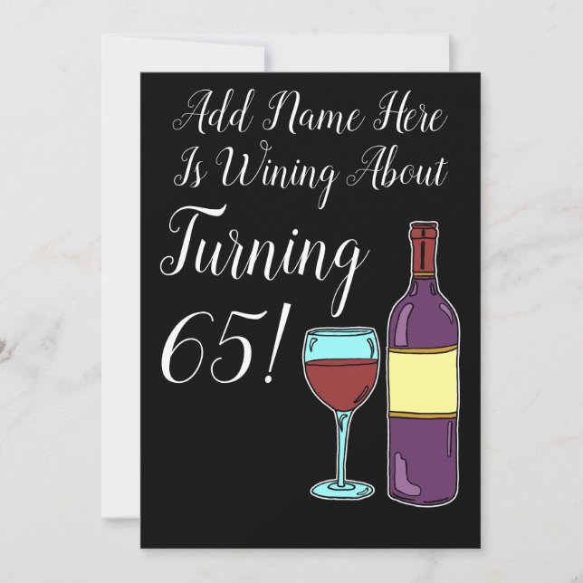 Invitación divertida a los 65 años por el vino (Anverso)