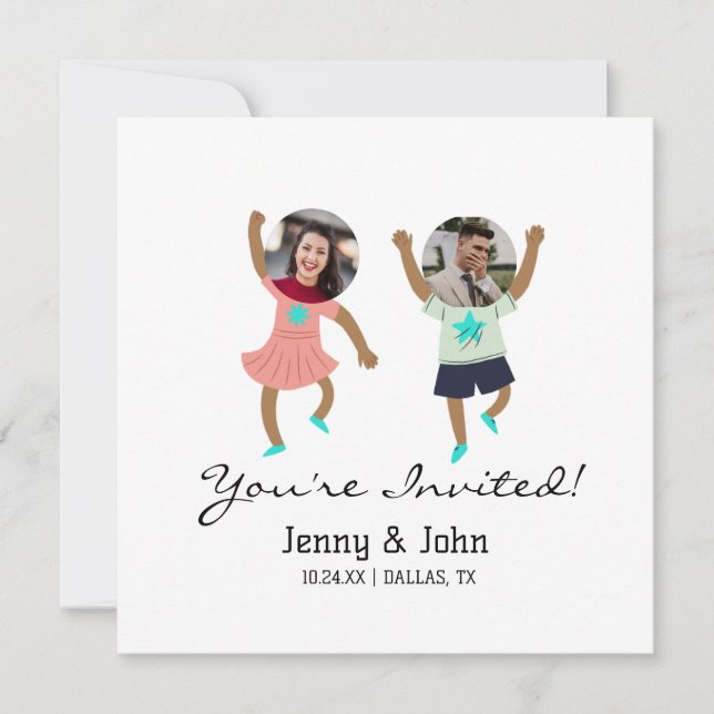 Invitación Divertida Agregar Foto Personalizada Novia y Novio (Anverso)