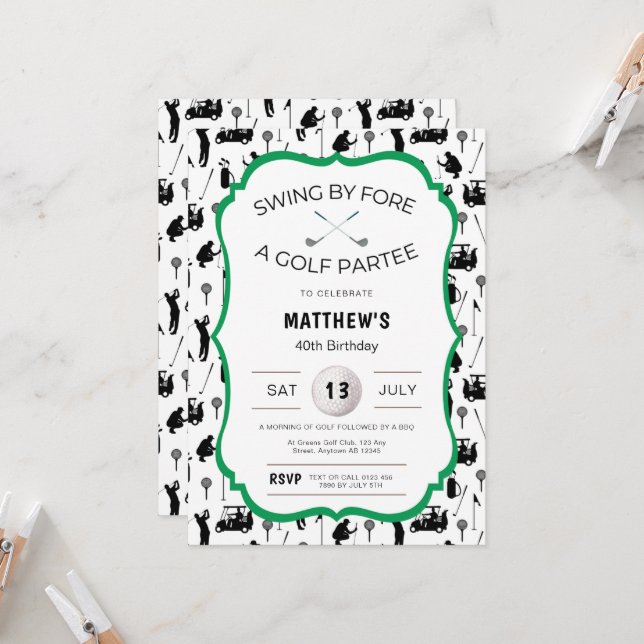 Invitación divertida al golf para un Fiesta de cum (Anverso/Reverso In Situ)