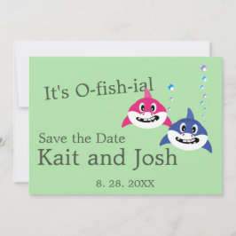 Invitación Divertida boda del tema de los peces tiburones sal