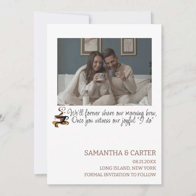 Invitación Divertida boda temática del café Guardar el diseño (Anverso)