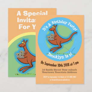 Invitación divertida canguro y personalizado koala