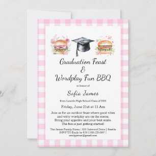 Invitación divertida de BBQ para fiesta de graduac