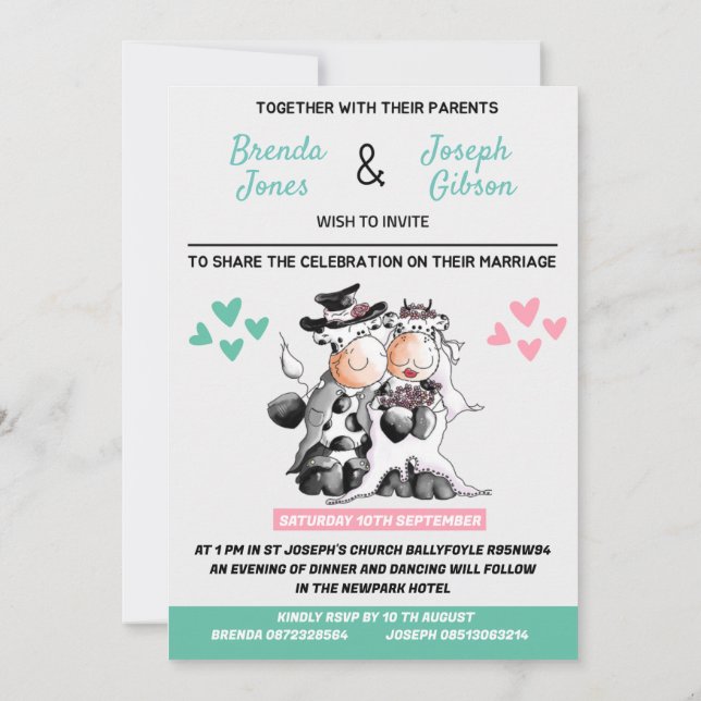 Invitación divertida de bodas con vacas (Reverso)