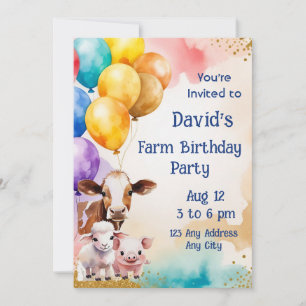 Invitación divertida de cumpleaños con animales de